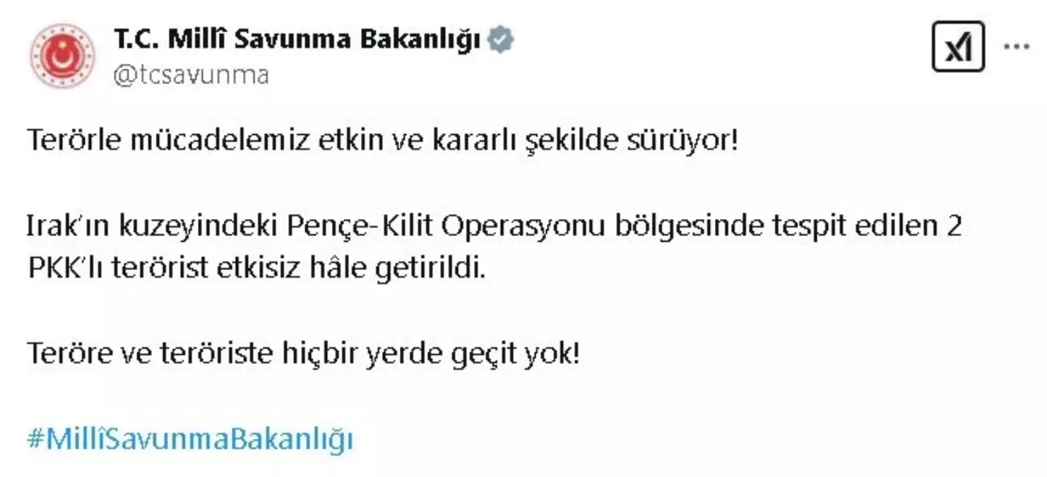 Irak’ın Kuzeyinde 2 PKK’lı Terörist Etkisiz Hale Getirildi